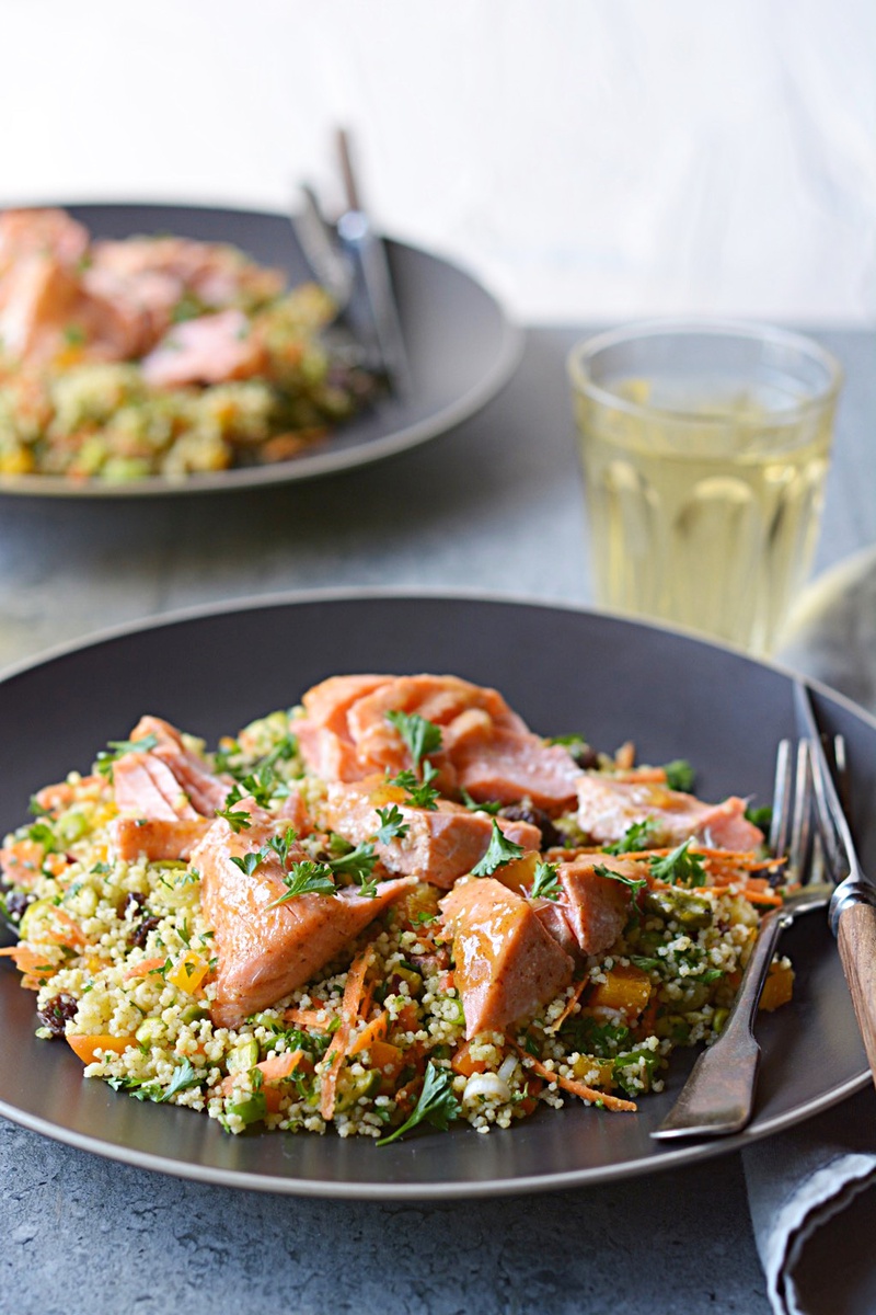 Apricot Glazed Salmon with Couscous Salad