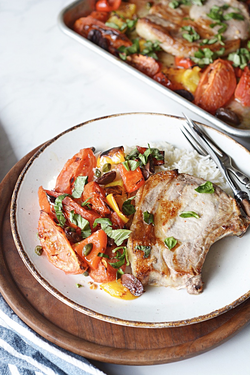 Mediterranean Sheet-Pan Pork Chops